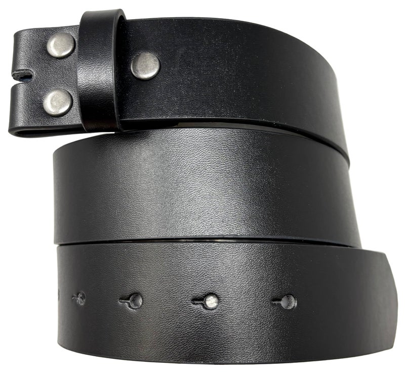 BC Belts Leather Belt Strap with Smooth Grain Finish 1.5" Wide with Snaps (Black-L) - Image 1